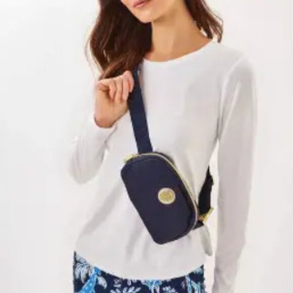 NWT Lilly Pulitzer Jeanie Belt Bag Fanny Pack Crossbody Onyx Black - Picture 1 of 7